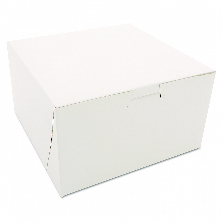 White One-Piece Non-Window Bakery Boxes, 7 x 7 x 4, White, Paper, 250/Carton (0921)