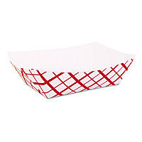 Paper Food Baskets, 2 lb Capacity, Red/White, Paper, 1,000/Carton (0417)