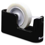 Scotch Heavy Duty Weighted Desktop Tape Dispenser with One Roll of Tape, 1" and 3" Cores, ABS, Black (C24)