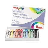 Pentel Oil Pastel Set With Carrying Case, 12 Assorted Colors, 0.38" dia x 2.38", 12/Set (PHN12)