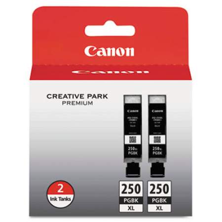 Canon 6432B004 (PGI-250XL) ChromaLife100+ High-Yield Ink, 500 Page-Yield, Black, 2/Pack