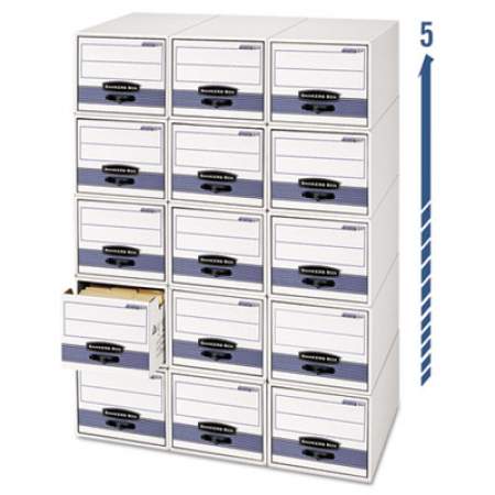 Bankers Box STOR/DRAWER STEEL PLUS Extra Space-Savings Storage Drawers, Legal Files, 17" x 25.5" x 11.5", White/Blue, 6/Carton (00312)