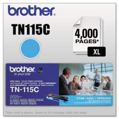 Brother TN115C High-Yield Toner, 4,000 Page-Yield, Cyan