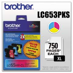 Brother LC653PKS Innobella High-Yield Ink, 750 Page-Yield, Cyan/Magenta/Yellow