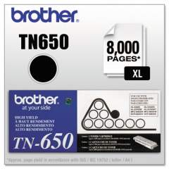 Brother TN650 High-Yield Toner, 8,000 Page-Yield, Black