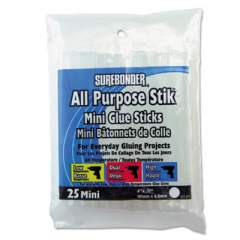Surebonder Hot Melt Glue Sticks, 0.27" x 4", Dries White, 25/Pack (DT25)