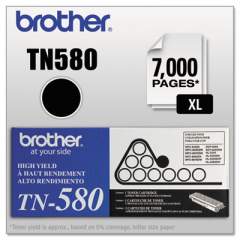 Brother TN580 High-Yield Toner, 7,000 Page-Yield, Black