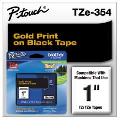 Brother P-Touch TZe Standard Adhesive Laminated Labeling Tape, 0.94" x 26.2 ft, Gold on Black (TZE354)