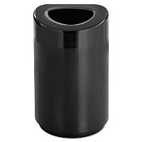 Open Top Round Waste Receptacle, 30 gal, Steel, Black (9920BL)