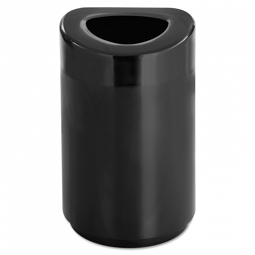 Open Top Round Waste Receptacle, 30 gal, Steel, Black (9920BL)
