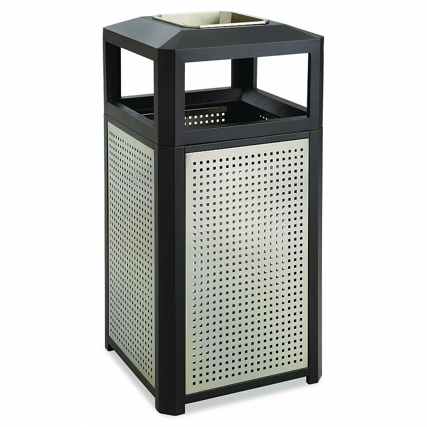 Evos Series Steel Waste Container, 38 gal., Steel, Powder Coated Finish, Black (9935BL)