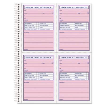 TOPS Telephone Message Book, Fax/Mobile Section, Two-Part Carbonless, 5.5 x 3.88, 4/Page, 200 Forms (4005)