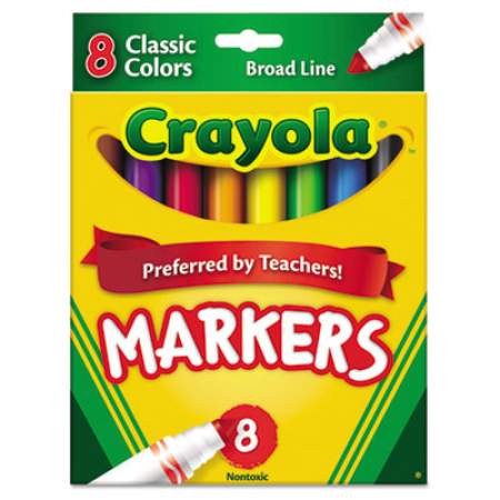 Crayola Non-Washable Marker, Broad Bullet Tip, Assorted Classic Colors, 8/Pack (587708)