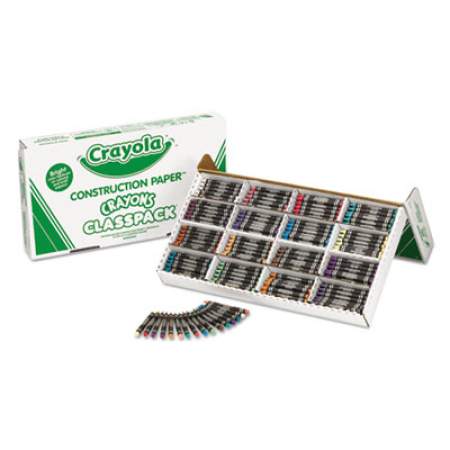 Crayola Construction Paper Crayons, Wax, 25 Sets of 16 Colors, 400/Box (521617)