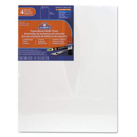 Elmer's White Pre-Cut Foam Board Multi-Packs, 11 x 14, 4/Pack (950021)