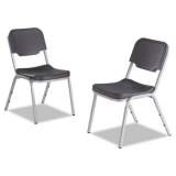 Iceberg Rough n Ready Stack Chair, Supports Up to 500 lb, Charcoal Seat/Back, Silver Base, 4/Carton (64117)