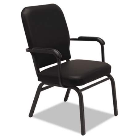 Alera Oversize Stack Chair with Fixed Padded Arms, Supports Up to 500 lb, Black Vinyl Seat/Back, Black Base, 2/Carton (BT6516)
