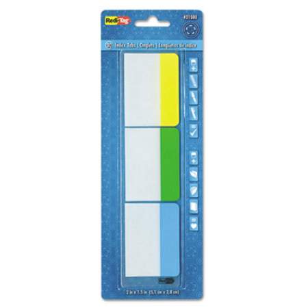 Redi-Tag Write-On Index Tabs, 1/5-Cut Tabs, Assorted Colors, 2" Wide, 30/Pack (31080)