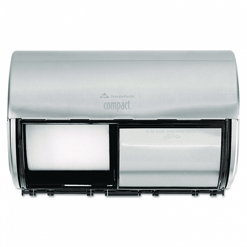 Compact Coreless Side-by-Side Double Roll Tissue Dispenser, 10.13 x 6.75 x 7.13, Stainless Steel (56798)