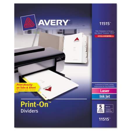 Avery Customizable Print-On Dividers, 5-Tab, Letter, 5 Sets (11515)