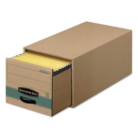 Bankers Box STOR/DRAWER STEEL PLUS Extra Space-Savings Storage Drawers, Legal Files, 16.75" x 25.5" x 11.5", Kraft/Green, 6/Carton (1231201)