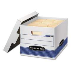 Bankers Box STOR/FILE Medium-Duty Letter/Legal Storage Boxes, Letter/Legal Files, 12.75" x 16.5" x 10.5", White/Blue, 4/Carton (0078907)