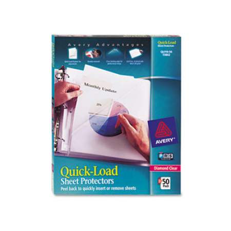 Avery Quick Top and Side Loading Sheet Protectors, Letter, Diamond Clear, 50/Box (73802)