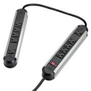 Fellowes Split Metal Surge Protector, 10 Outlets, 6 ft Cord, 1250 Joules, Black/Silver (99082)