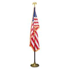 Advantus Deluxe 3 ft x 5 ft U.S. Flag, 8 ft Oak Staff, 2" Gold Fringe, 7" Goldtone Eagle (MBE031400)