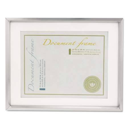 Universal Plastic Document Frame with Mat, 11 x 14 and 8 1/2 x 11 Inserts, Metallic Silver (76854)