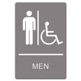 Headline Sign ADA Sign, Men Restroom Wheelchair Accessible Symbol, Molded Plastic, 6 x 9, Gray (4815)