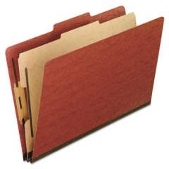 Pendaflex Four-, Six-, and Eight-Section Pressboard Classification Folders, 1 Divider, Embedded Fasteners, Letter Size, Red, 10/Box (1157R)