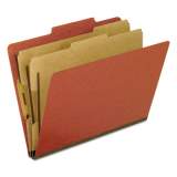 Pendaflex Four-, Six-, and Eight-Section Pressboard Classification Folders, 2 Dividers, Bonded Fasteners, Letter Size, Red, 10/Box (1257R)