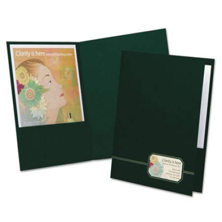Oxford Monogram Series Business Portfolio, Premium Cover Stock, 0.5" Capacity, 11 x 8.5, Green w/Embossed Gold Foil Accents, 4/Pack (04164)