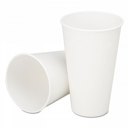7530006414592, SKILCRAFT Cold Beverage Cups, 12 oz, Paper, White with Logo, 2,500/Box (6414592)