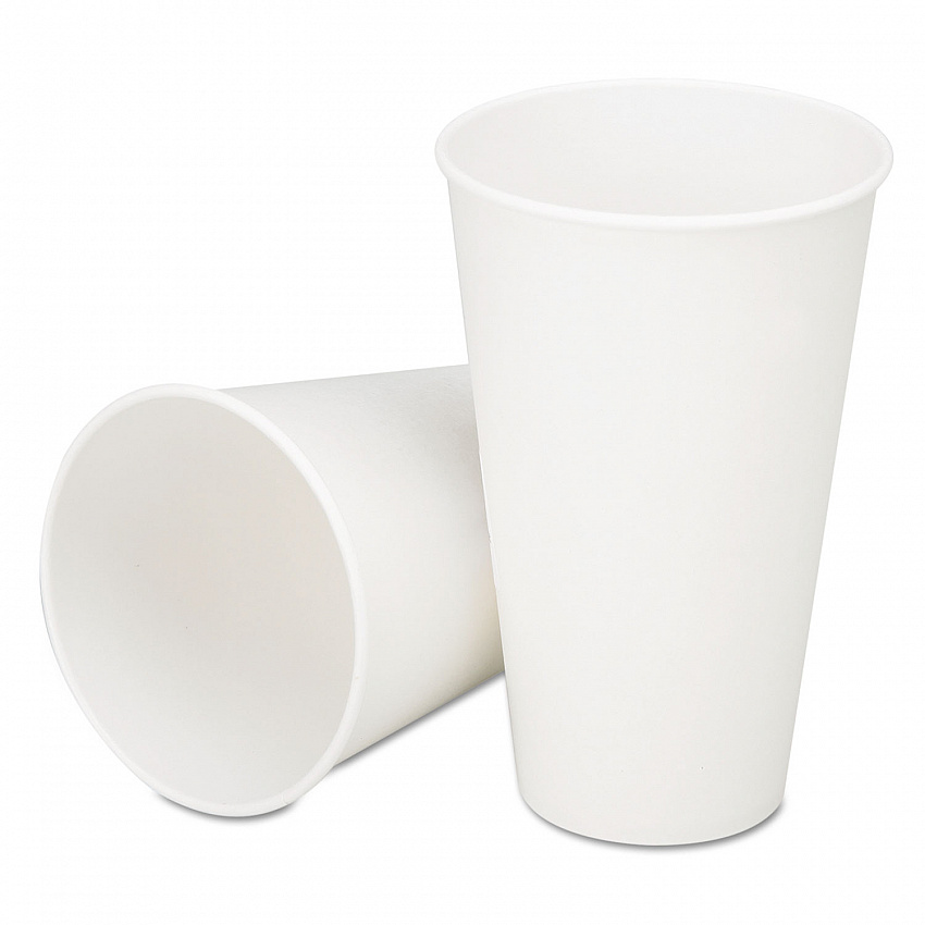 7530006414592, SKILCRAFT Cold Beverage Cups, 12 oz, Paper, White with Logo, 2,500/Box (6414592)