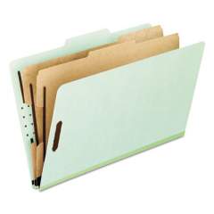 Pendaflex Four-, Six-, and Eight-Section Pressboard Classification Folders, 2 Dividers, Embedded Fasteners, Letter Size, Green, 10/Box (17173)