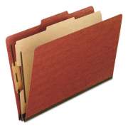Pendaflex Four-, Six-, and Eight-Section Pressboard Classification Folders, 1 Divider, Embedded Fasteners, Legal Size, Red, 10/Box (2157R)