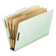 Pendaflex Four-, Six-, and Eight-Section Pressboard Classification Folders, 3 Dividers, Embedded Fasteners, Letter Size, Green, 10/Box (17174)
