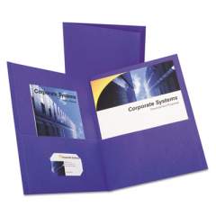Oxford Twin-Pocket Folder, Embossed Leather Grain Paper, 0.5" Capacity, 11 x 8.5, Purple, 25/Box (57514)