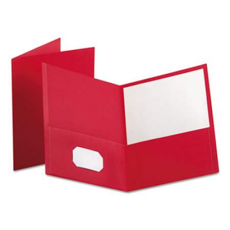 Oxford Twin-Pocket Folder, Embossed Leather Grain Paper, 0.5" Capacity, 11 x 8.5, Red, 25/Box (57511)
