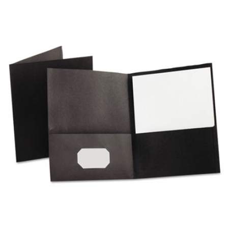Oxford Twin-Pocket Folder, Embossed Leather Grain Paper, 0.5" Capacity, 11 x 8.5, Black, 25/Box (57506)