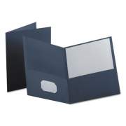 Oxford Twin-Pocket Folder, Embossed Leather Grain Paper, 0.5" Capacity, 11 x 8.5, Dark Blue, 25/Box (57538)