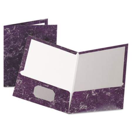 Oxford Marble Design Laminated High-Gloss Twin Pocket Folder, 11 x 8.5, Marble, Purple, 25/Box (51626)