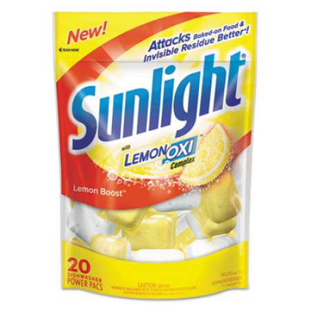 Sunlight Auto Dish Power Pacs, Lemon Scent, 1.5 oz Single Dose Pouches, 20/Pk, 6 Pks/Ct (17117)