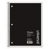 Universal Wirebound Notebook, 1 Subject, Medium/College Rule, Black Cover, 10.5 x 8, 70 Sheets (66610)