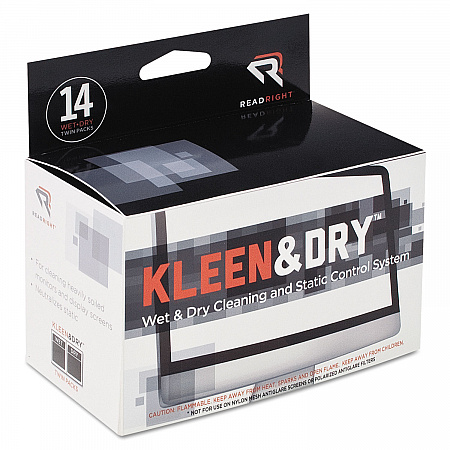 Two Step ScreenKleen Wet and Dry Cleaning Wipes, 5 x 5, Unscented, 14/Box (RR1205)