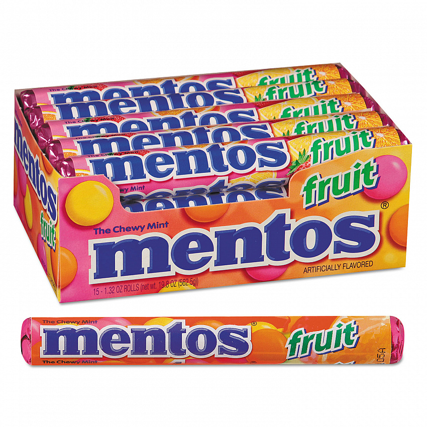 Chewy Mints, 1.32 oz, Mixed Fruit, 15 Rolls/Box (4181)