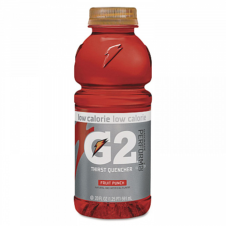 G2 Perform 02 Low-Calorie Thirst Quencher, Fruit Punch, 20 oz Bottle, 24/Carton (04053)