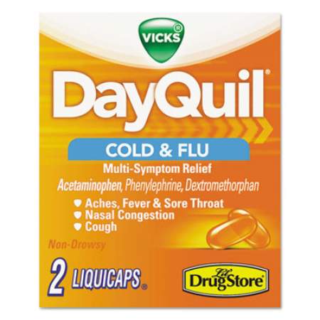 DayQuil Severe Cold and Flu Caplets, Daytime, Refill Pack, 2 Caplets/Packet, 20 Packs/Box (97047)